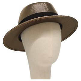 SAINT LAURENT Hat Canvas Gold Tone Auth bs24106 Other