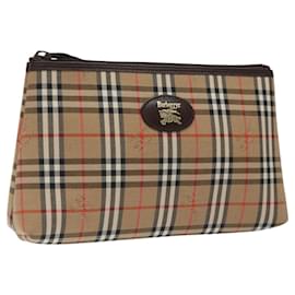 Autre Marque-Burberrys Nova Check Pouch Canvas Beige Auth bs23698-Beige