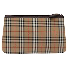 Autre Marque-Burberrys Nova Check Pouch Canvas Beige Auth bs23698-Beige