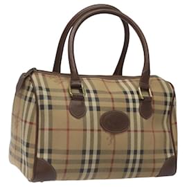Autre Marque-Burberrys Nova Check Hand Bag PVC Leather Beige Auth MY420-Beige