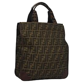 Fendi-Sac à main en toile Zucca FENDI noir marron Auth sw257-Marron,Noir
