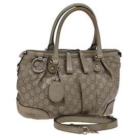 Gucci-GUCCI GG Canvas Guccissima Hand Bag 2way Beige 247902 Auth bs23882-Beige