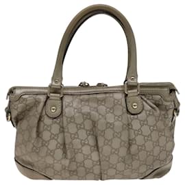 Gucci-GUCCI GG Canvas Guccissima Hand Bag 2way Beige 247902 Auth bs23882-Beige