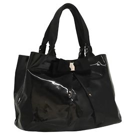 Sac à main Salvatore Ferragamo Émail Noir Auth bs23791 Noir