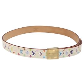 LOUIS VUITTON Cintura Multicolore Care 34,6"" Bianco M9682 LV Auth ac3693 Bianco