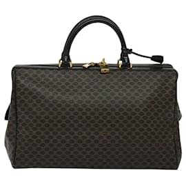 Céline-CELINE Macadam Canvas Hand Bag PVC Leather Black Gold Auth sw276-Black,Golden