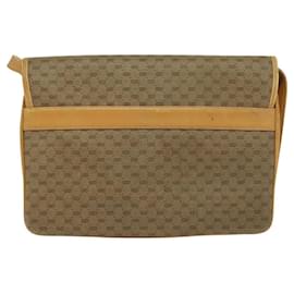 Gucci-GUCCI Micro GG Supreme Shoulder Bag PVC Leather Brown Gold Auth sw188-Brown,Golden