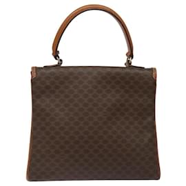 Céline-CELINE Macadam Canvas Hand Bag PVC Leather Brown Gold Auth MY275-Brown,Golden