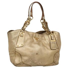 PRADA Sac Tote Cuir Doré Auth EC905 Autre