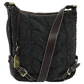 Autre Marque-Poro Ralph Lauren Shoulder Bag Wool Gray Gold Auth bs23988-Brown,Golden