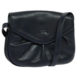 Gucci Bolsa de ombro de couro azul marinho Auth BA849 Azul marinho
