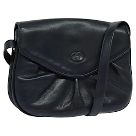 Gucci-GUCCI Shoulder Bag Leather Navy Auth BA849-Navy blue