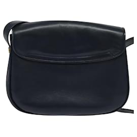 Gucci-GUCCI Shoulder Bag Leather Navy Auth BA849-Navy blue