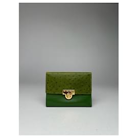 Givenchy-Vintage  Givenchy Ostrich Leather Wallet Green-Green