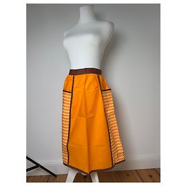 Gonna vintage Yves Saint Laurent nera e gialla Arancione