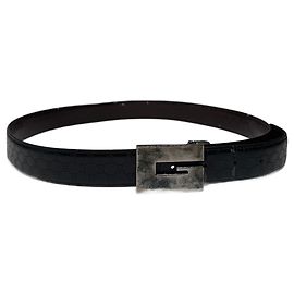 Vintage Gucci Monogram Leather Belt Black Black