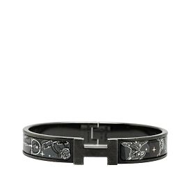 Hermès Hermes Click HH T4 Skull Motif Bangle Black