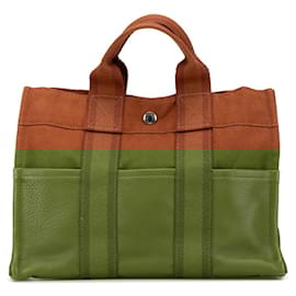 Hermès-Sac tote en cuir mi-synthétique Hermes Fourre Tout PM-Marron