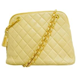 Chanel-Chanel Beige Lambskin Shoulder Bag-Beige