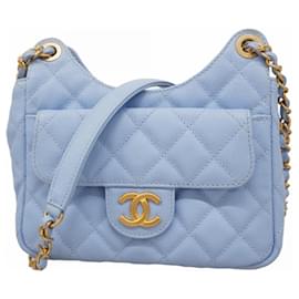 Chanel-Chanel Blue Grained Calfskin Shoulder Bag-Blue