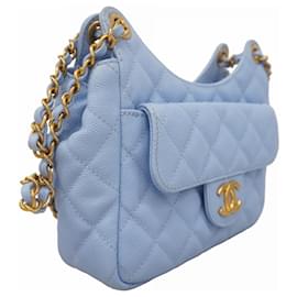 Chanel-Chanel Blue Grained Calfskin Shoulder Bag-Blue