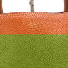 Hermès-Sac tote Hermes Double Sens 36-Marron,Orange