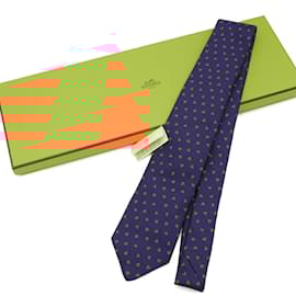Hermès-Hermes Navy Silk Cravat-Navy blue