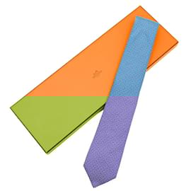 Hermès-Hermes Blue Silk Cravat-Blue