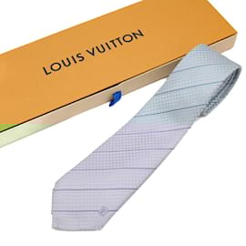 Louis Vuitton-Louis Vuitton Gray Silk Cravat-Brown