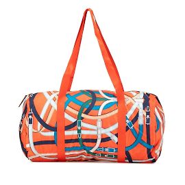 Hermès Bolsa Boston Cavalcadour 44 em seda de ar Hermes Multicor Laranja