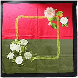 Chanel-Chanel Silk Scarf Muffler in Red and Black-Black,Red