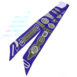 Hermès-Hermes Harnais des Presidents Twilly Scarf-Blue