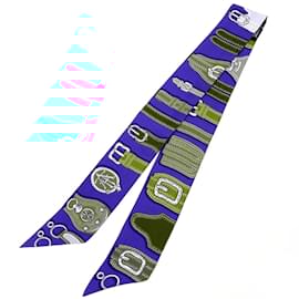 Hermès-Hermes Harnais des Presidents Twilly Scarf-Blue