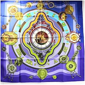 Hermès-Hermes Silk Scarf Muffler Carre 90-Blue,Multiple colors