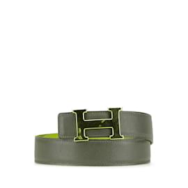 Hermès-Hermes Constance Reversible H Belt 65-Green,Yellow