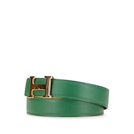 Hermès-Hermes Constance Reversible H Belt 65-Green,Yellow