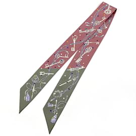 Hermès-Hermes Les Cles A Pois Twilly Scarf-Purple
