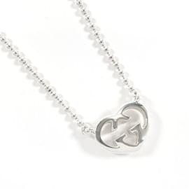 Gucci-Gucci Interlocking G Heart Ball Chain Necklace-Silvery