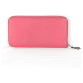 Hermès-Portefeuille Long Azap Hermes en Cuir Rose-Rose