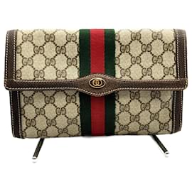 Gucci-Gucci GG Supreme Clutch Bag-Brown