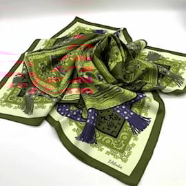 Hermès-Hermes Brins d'Or Gold Scarf-Red