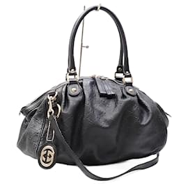 Gucci-Gucci Guccissima Black Leather Handbag-Black