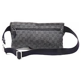 Gucci-Gucci Body Bag Men's Black GG Canvas Leather-Black