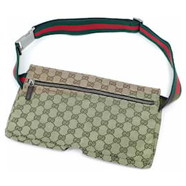 Gucci-Gucci Brown GG Canvas Leather Waist Bag-Brown