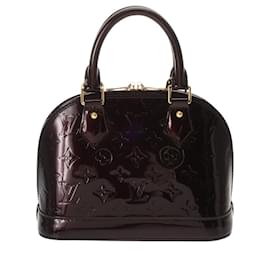Louis Vuitton-Louis Vuitton Monogram Vernis Alma BB Handbag-Dark red