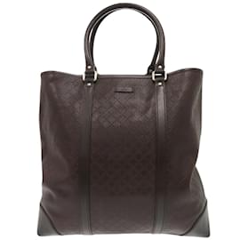 Gucci-Gucci Diamante Leather Tote Bag-Dark brown