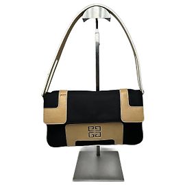 Bolsa de couro vintage Givenchy 4G preta marrom Preto