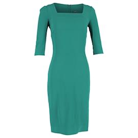 Dolce & Gabbana-Dolce & Gabbana Midi Dress in Green Wool-Green