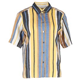 Sandro Striped Buttoned Shirt in Multicolor Linen Multiple colors