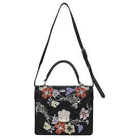 Alexander Mcqueen Medium Embroidered Handbag in Black Leather Black